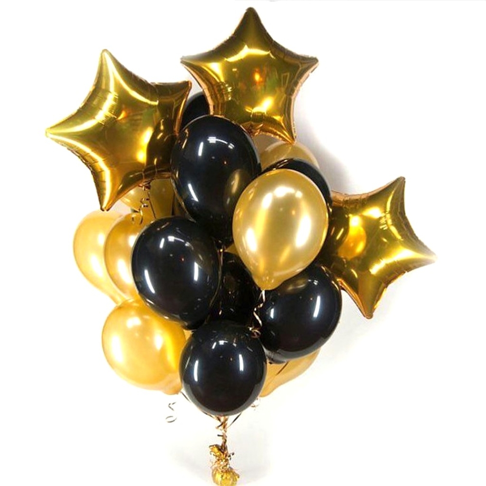 Black and Gold Solid Party Balloons