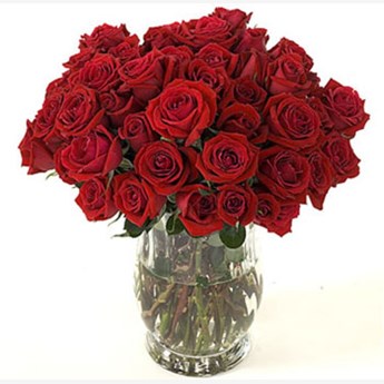 Vase with 40 Red Roses
