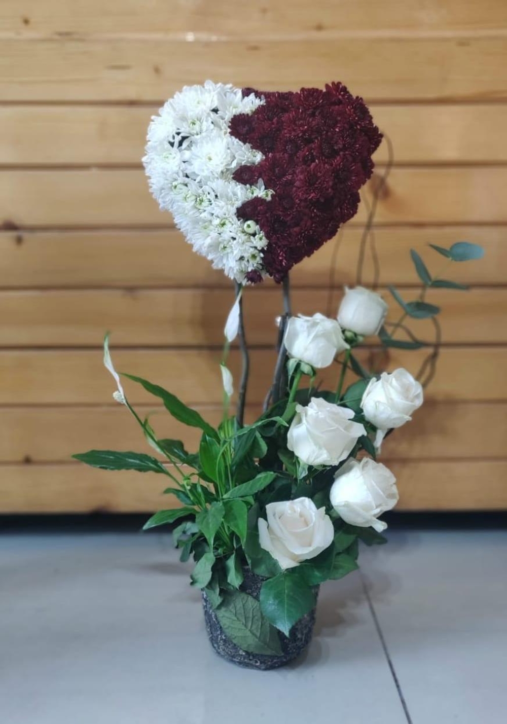 Heart Shaped National Day Flowers In a Pot