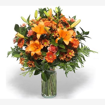 Orange Lilies , Gerberas & Carnations