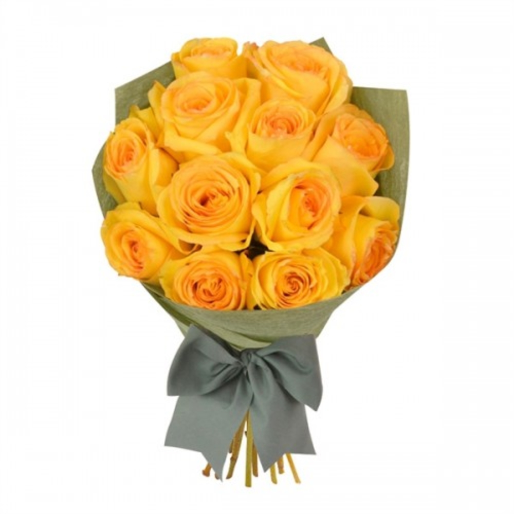 12 Yellow Roses Hand Bouquet