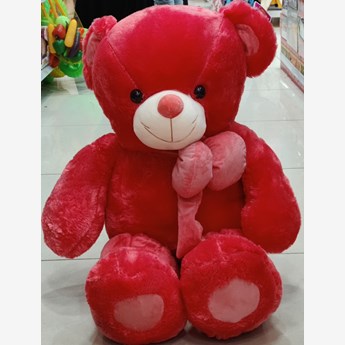 Red Color Teddy Bear with A Ribbon ( 3 Feet)