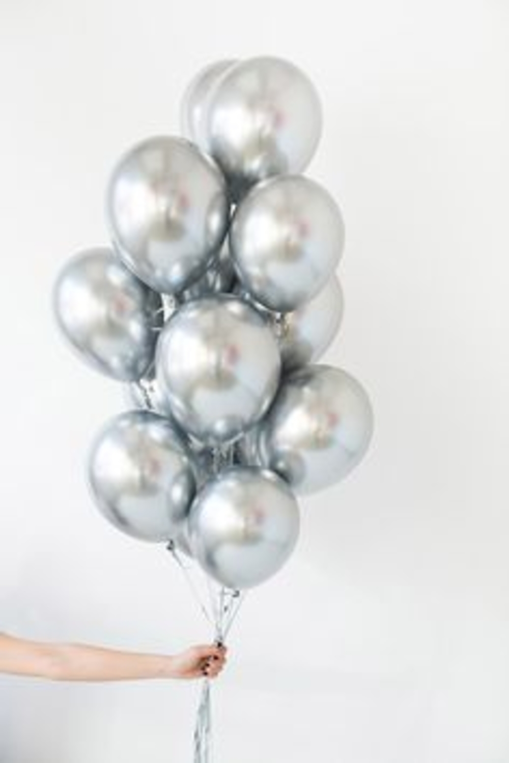 12 Silver Balloons Bunch
