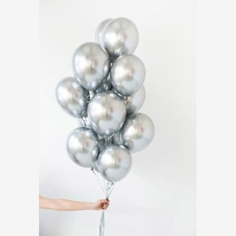12 Silver Balloons Bunch