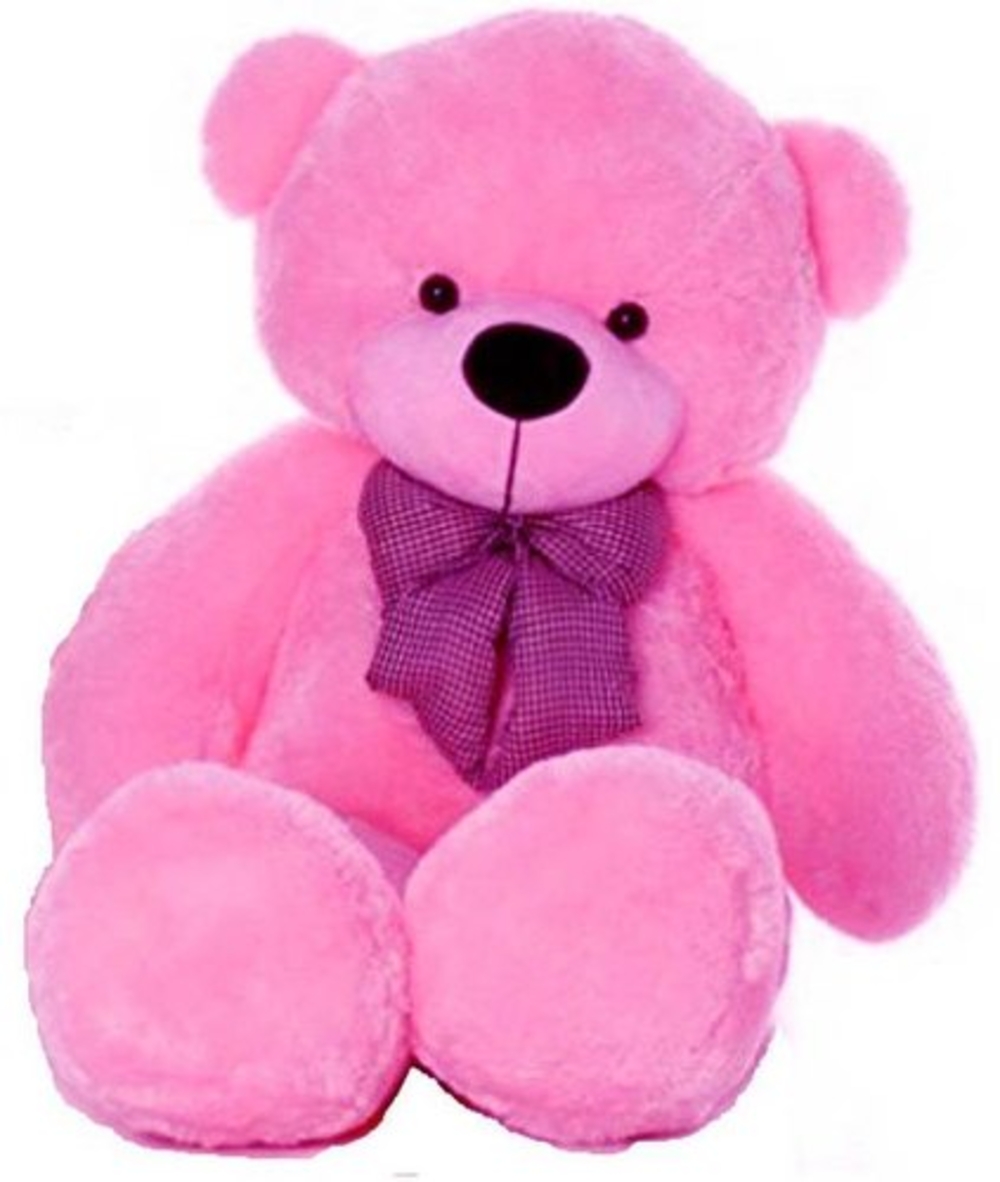 Pink Color Teddy Bear with Pink Ribbon (3Feet)