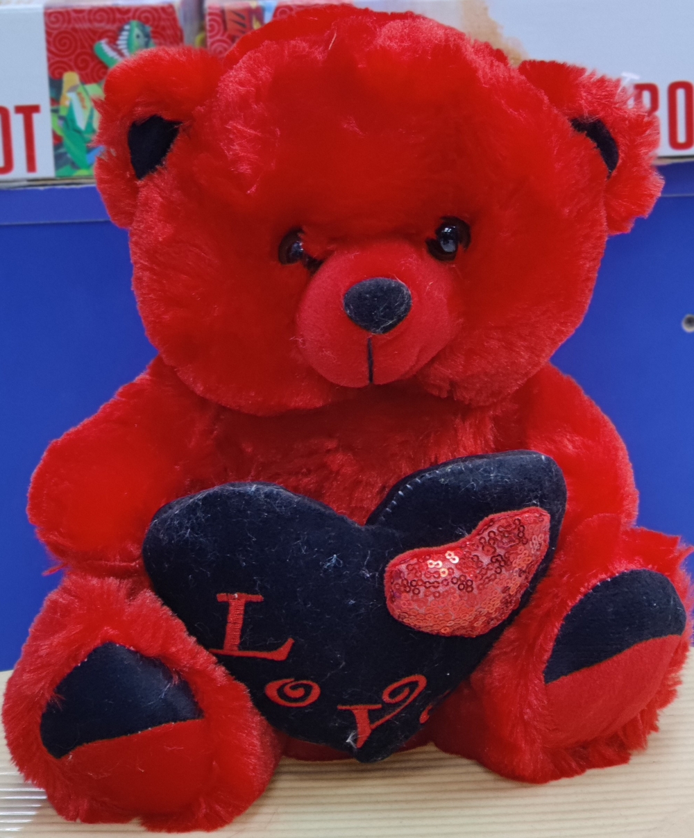 Black Heart Holding Red Teddy( 30cms)