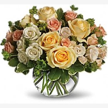 Vase with 40 Stems of Yellow & White roses
